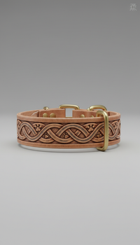 Hand-Carved Earth-Tone Leather Collar
