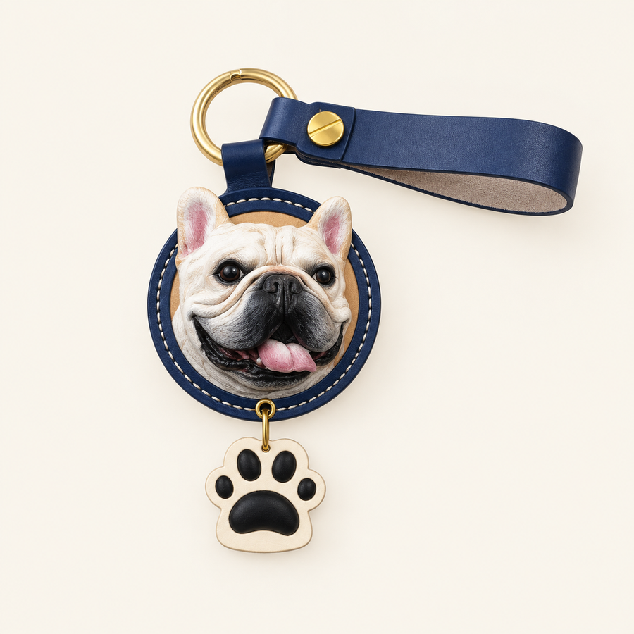 Custom Pet Portrait Leather Charm — With Paw
