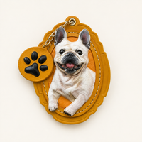 Custom Pet Portrait Leather Charm — Scalloped