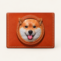 Custom Pet Portrait Leather Card Holder