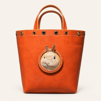 Custom Pet Portrait Leather Tote Bag